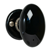 Black porcelain single oval knob on rose - Merigous