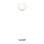 Lampadaire design en verre opalin et acier argenté 33 x 175 cm Glo-Ball - Flos
