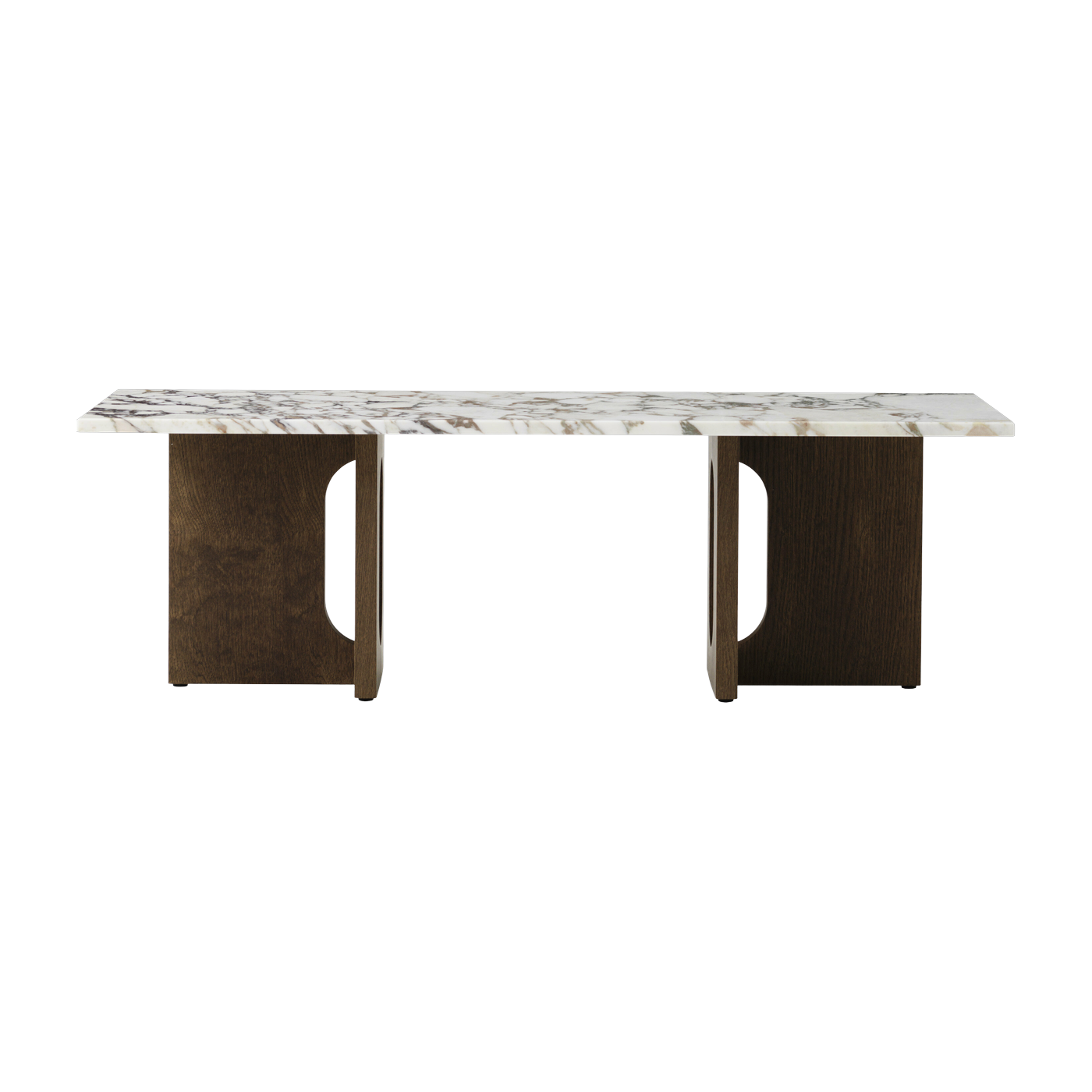 Tavolino in marbre bianco e gambe in rovere tinto scuro 120 x 45 cm Androgyne lounge - Audo