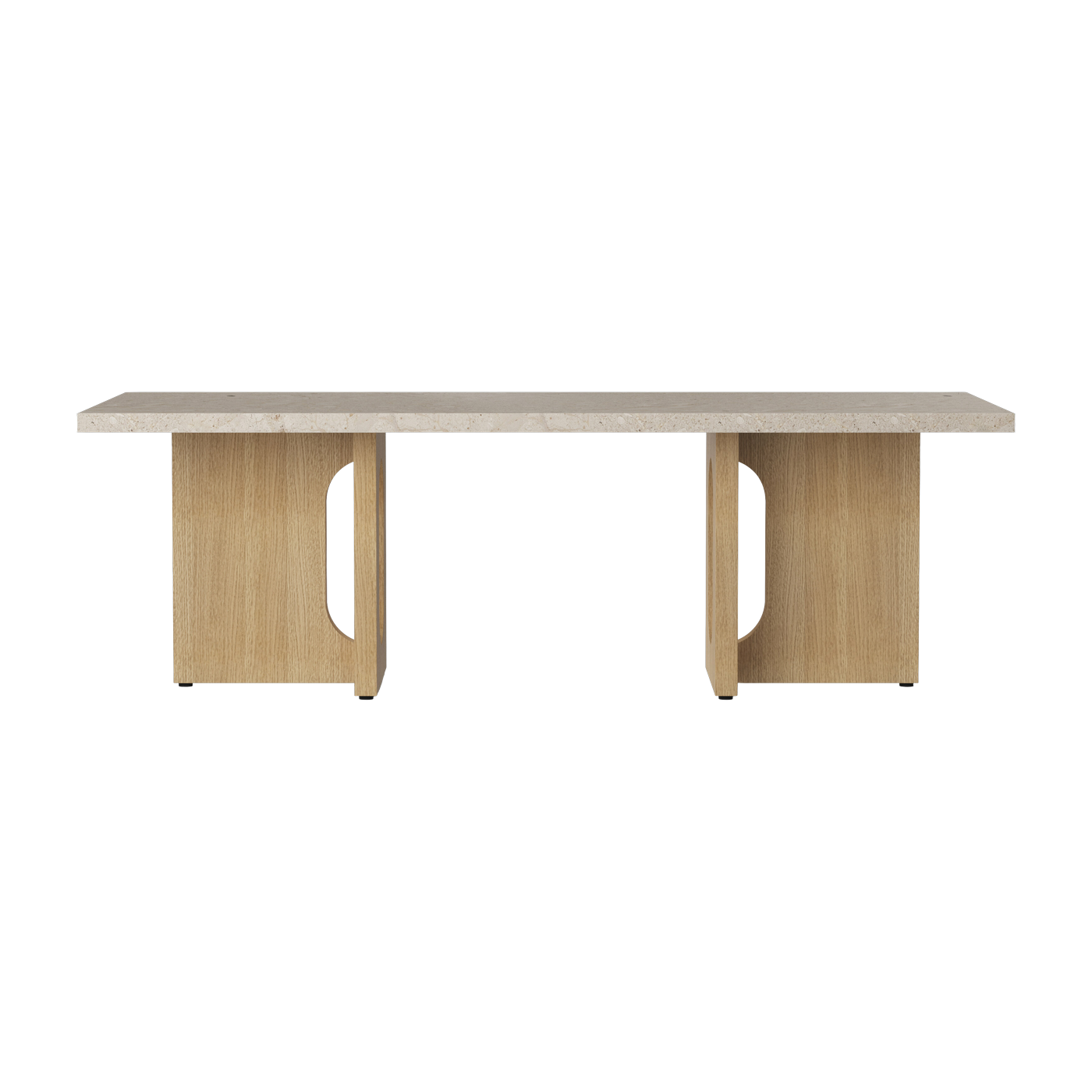 Tavolino in marbre sabbia e gambe in rovere naturale 120 x 45 cm Androgyne lounge - Audo