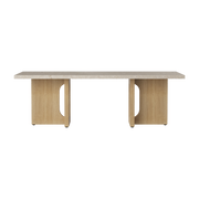 Coffee table in marbre sand and natural oak base 120 x 45 cm Androgyne lounge - Audo