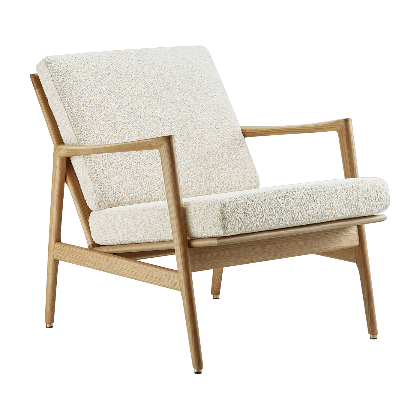 Fauteuil en chêne naturel et assise en bouclette crème Stefan lounge - 366 concept