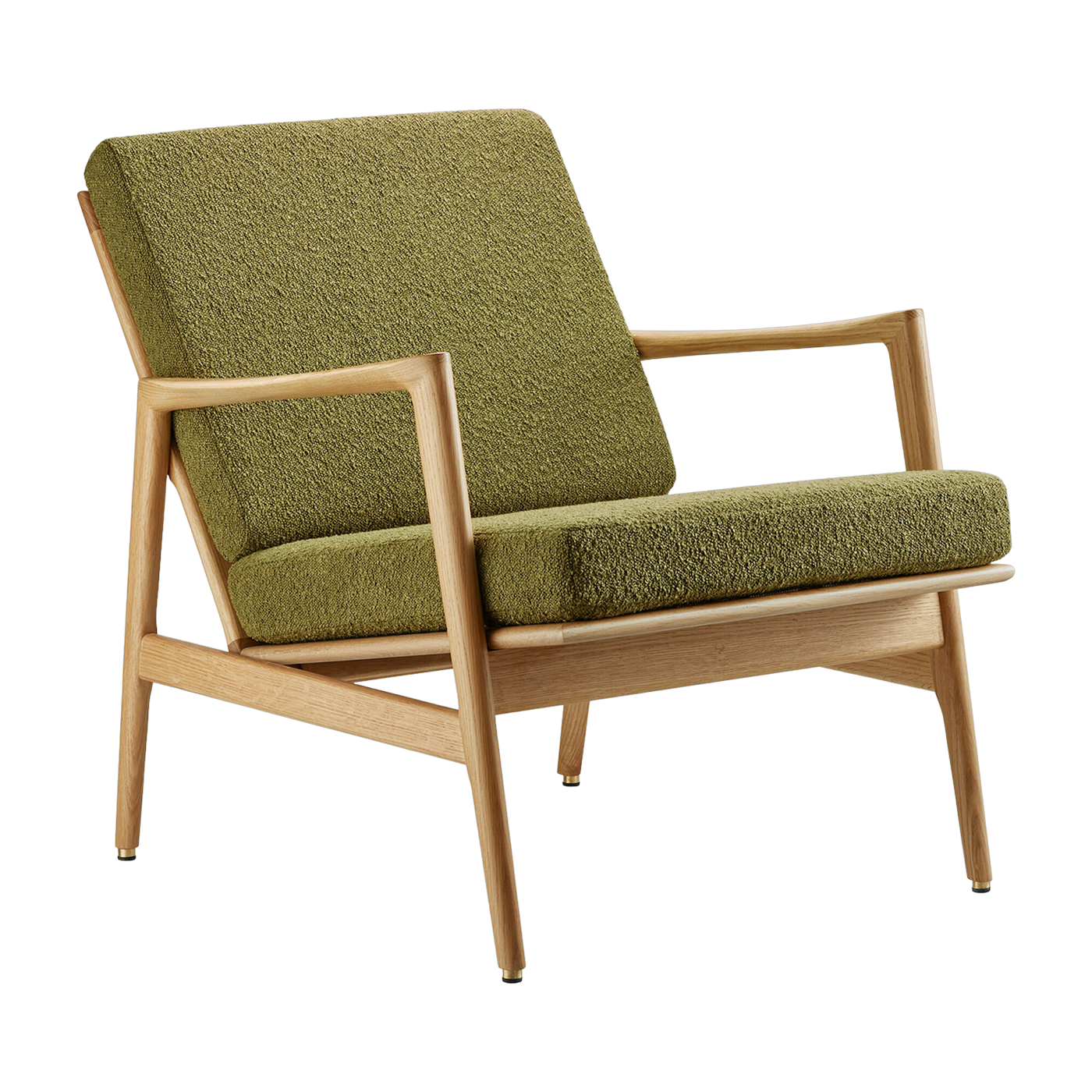 Fauteuil en chêne naturel et assise en bouclette vert Stefan lounge - 366 concept