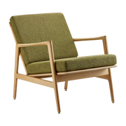 Sessel aus Natureiche und Sitzfläche aus grünem Bouclé Stefan lounge -. 366 concept