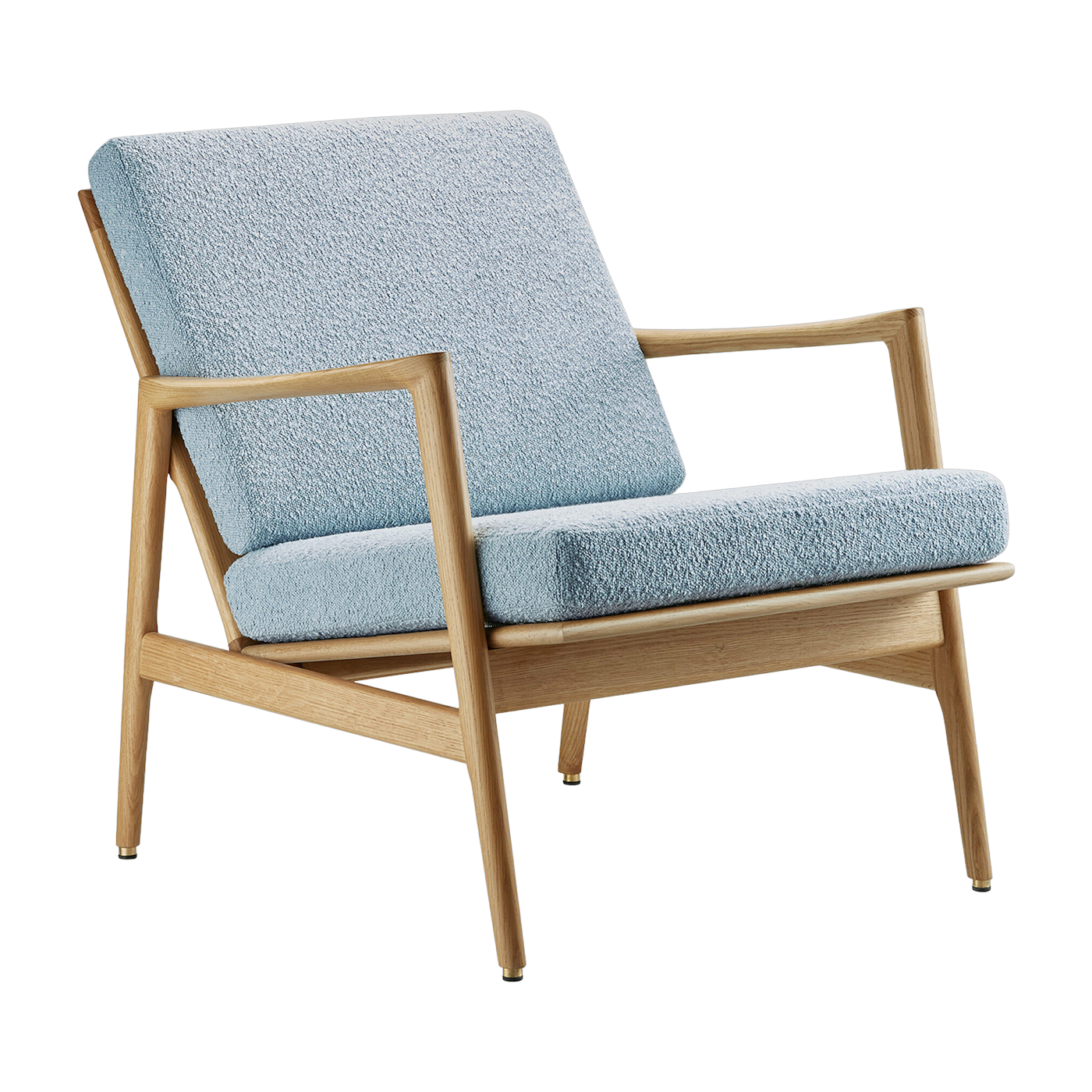 Fauteuil en chêne naturel et assise en bouclette bleu Stefan lounge - 366 concept
