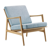 Sessel aus Natureiche und Sitzfläche aus blauem Bouclé Stefan lounge -. 366 concept