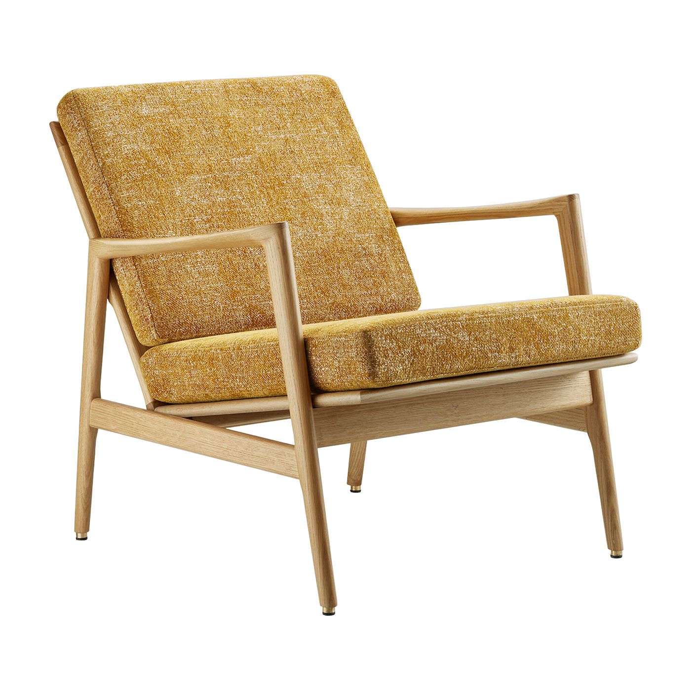 Fauteuil en chêne naturel et assise en tissu marble moutarde Stefan lounge - 366 concept