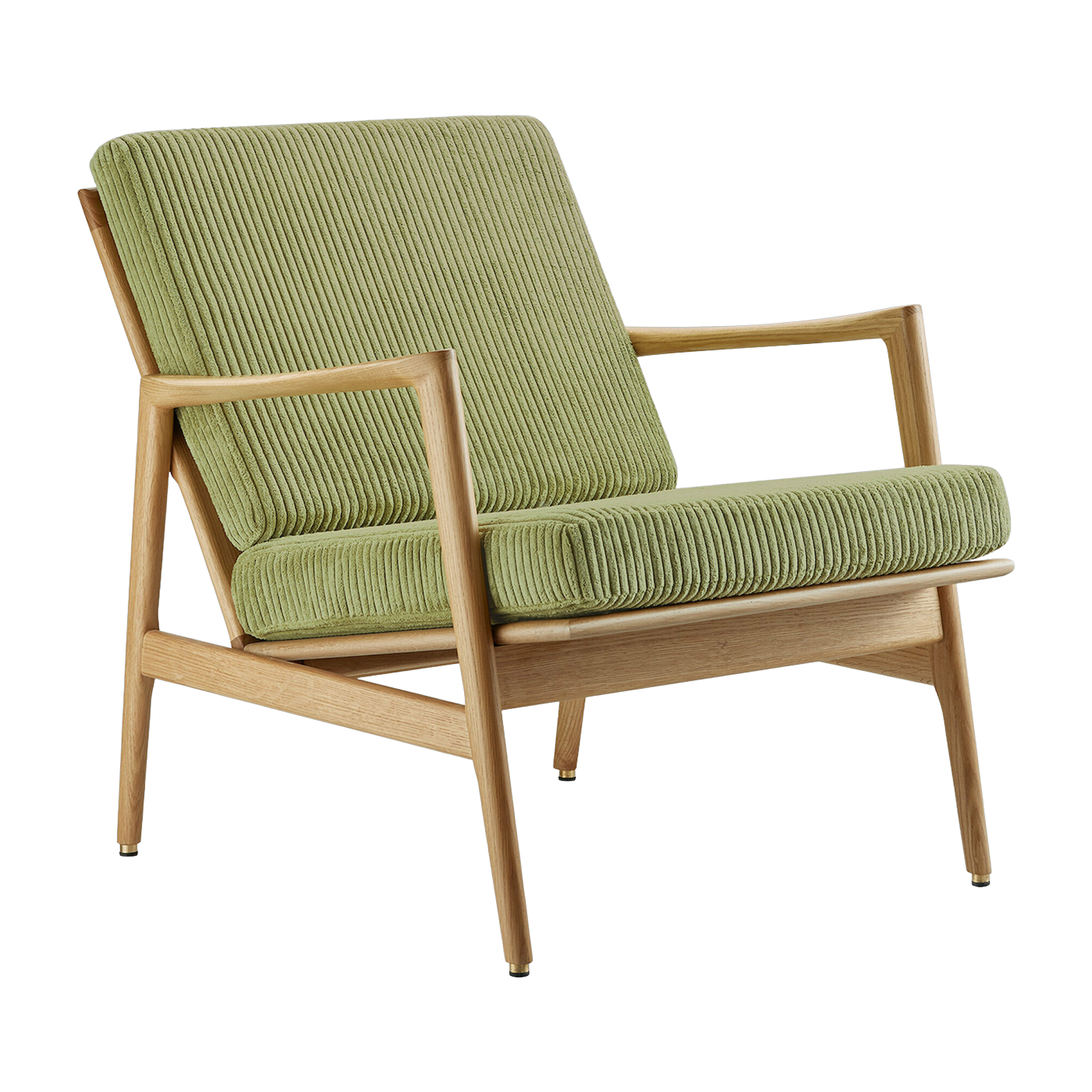 Fauteuil en chêne naturel et assise en velours vert Stefan lounge - 366 concept