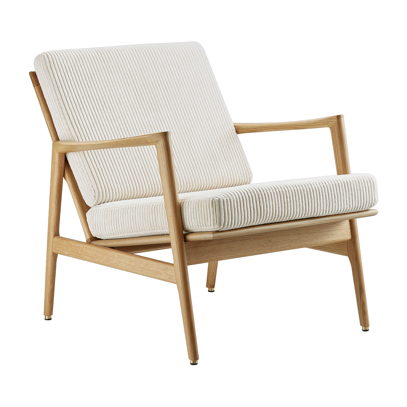 Fauteuil en chêne naturel et assise en velours crème Stefan lounge - 366 concept