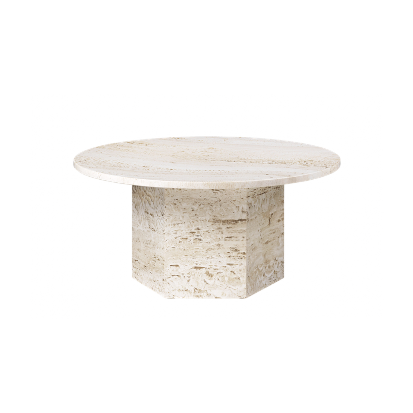 Couchtisch ronde aus weißem Stein 80 cm Epic - Gubi