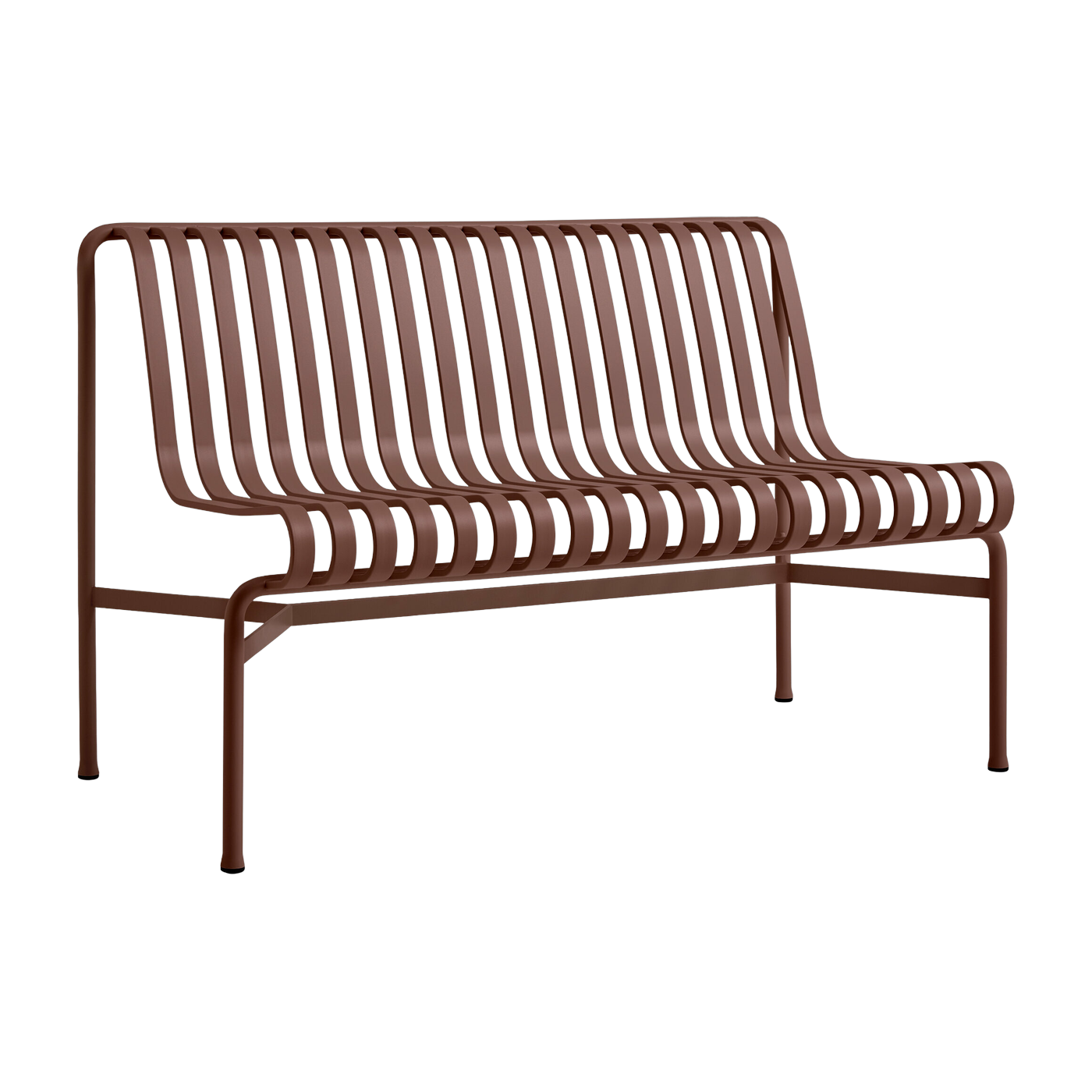 Palissade red metal garden bench - without armrests HAY