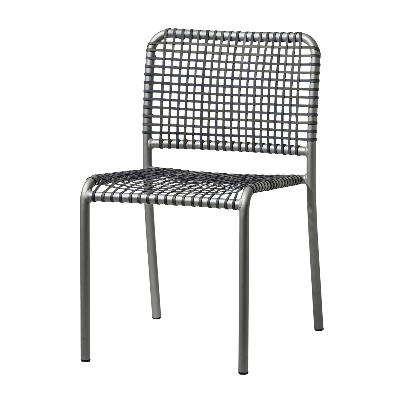 Stuhl aus Aluminium und grauem Geflecht Allu 223 I-. Gervasoni