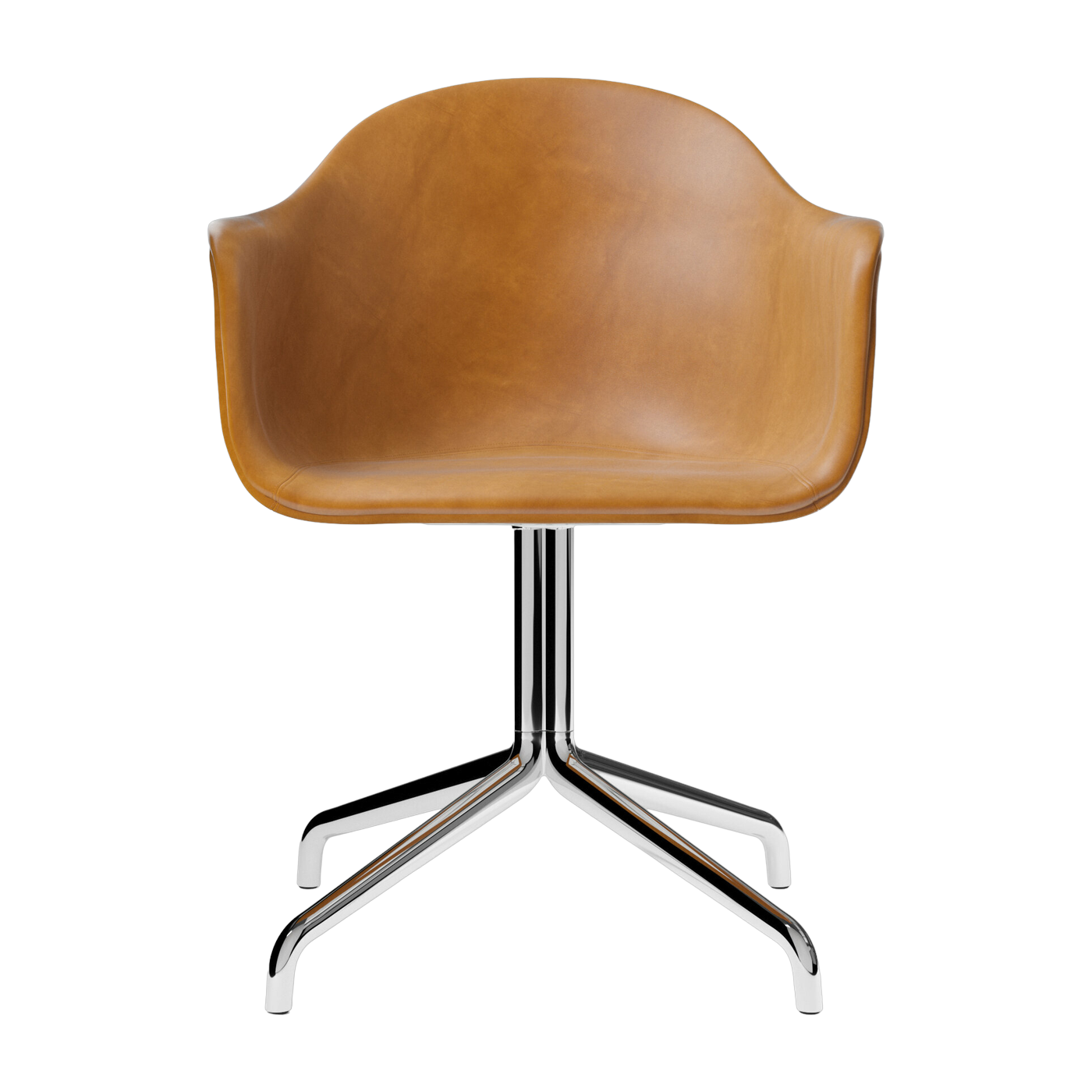 Sedia con braccioli in pelle marrone cognac 58 x 55 cm Harbour - Audo