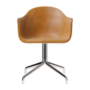 Chair with brown leather armrests cognac 58 x 55 cm Harbour - Audo