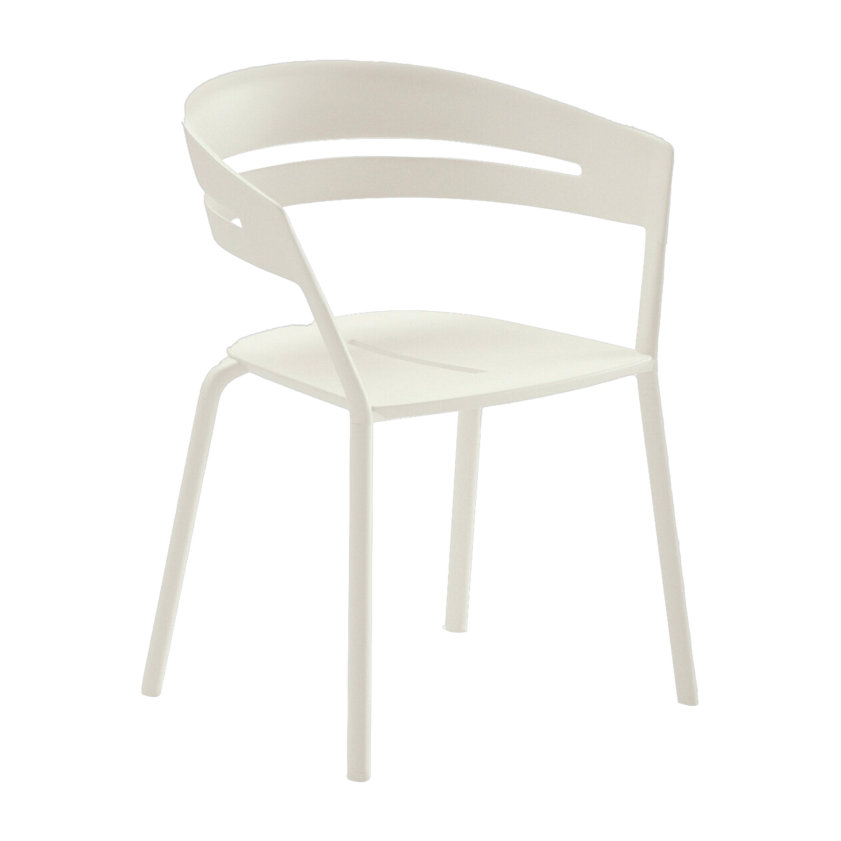 Chair with armrest in cream white aluminum 53 x 61 cm Ria - Fast Spa