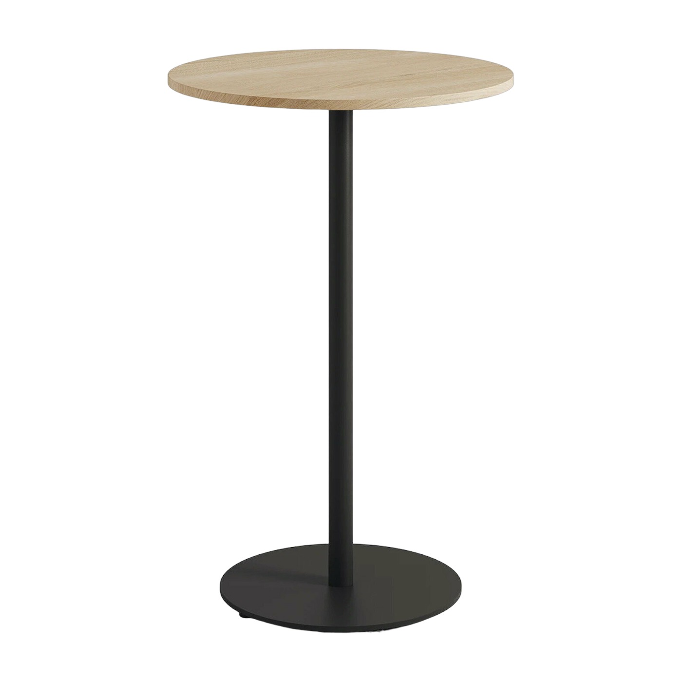 High table ronde in oak with black steel base 70 x 105 cm Moka