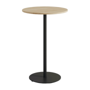 High table ronde in oak with black steel base 70 x 105 cm Moka