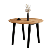 Dining table ronde in antique wood and black steel base 110 x 75 cm New modern - TIPTOE