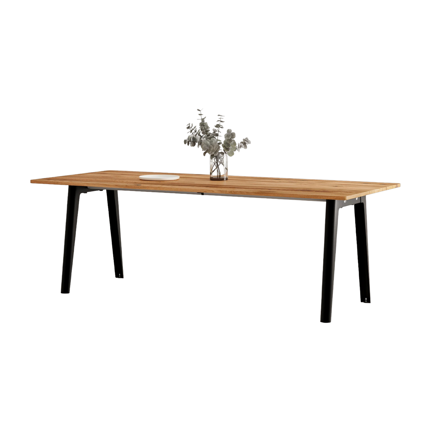 Antique wood dining table with black steel base 220 x 95 x 75 cm New modern - TIPTOE