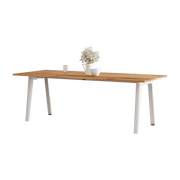 Antique wood and white steel frame dining table 220 x 95 x 75 cm New modern - TIPTOE