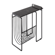 Table d'appoint en marbre avec porte revues en acier noir Sino - AYTM
