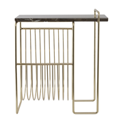 Table d'appoint en marbre noir avec porte revues en acier doré Sino - AYTM