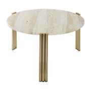 Table basse en acier doré et travertin sable 35 x 60 cm Tribus - AYTM