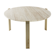 Table basse en acier doré et travertin sable 45 x 80 cm Tribus - AYTM