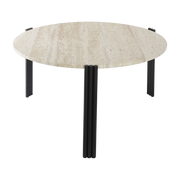 Table basse en acier noir et travertin sable 45 x 80 cm Tribus - AYTM