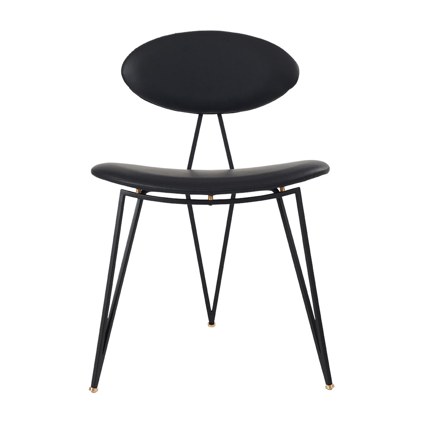Sedia in pelle con base in acciaio nero Semper - AYTM