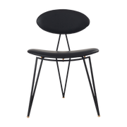 Sedia in pelle con base in acciaio nero Semper - AYTM