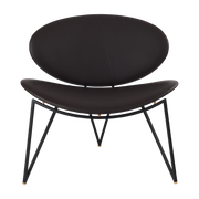 Leather armchair with black steel base Semper - AYTM