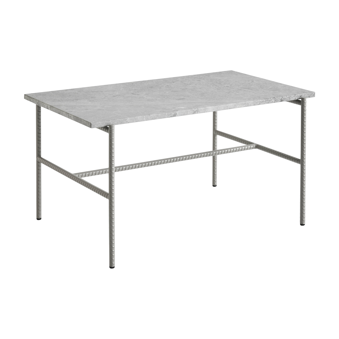 Tavolino da caffè in marbre e base in acciaio grigio 80 x 49 x 40 cm Rebar - Hay