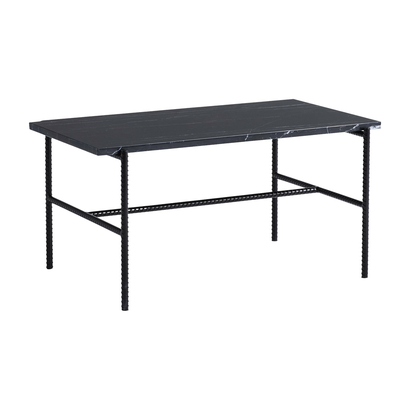 Tavolino in marbre e base in acciaio nero 80 x 49 x 40 cm Rebar - Hay