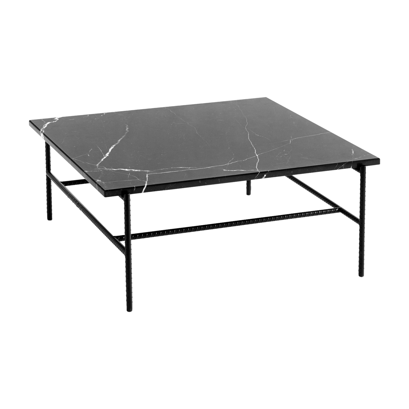 Tavolino da caffè in marbre e base in acciaio nero 80 x 84 x 33 cm Rebar - Hay