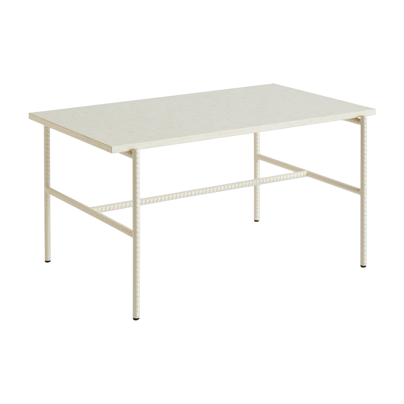 Tavolino da caffè in marbre e base in acciaio beige 80 x 49 x 40 cm Rebar - Hay