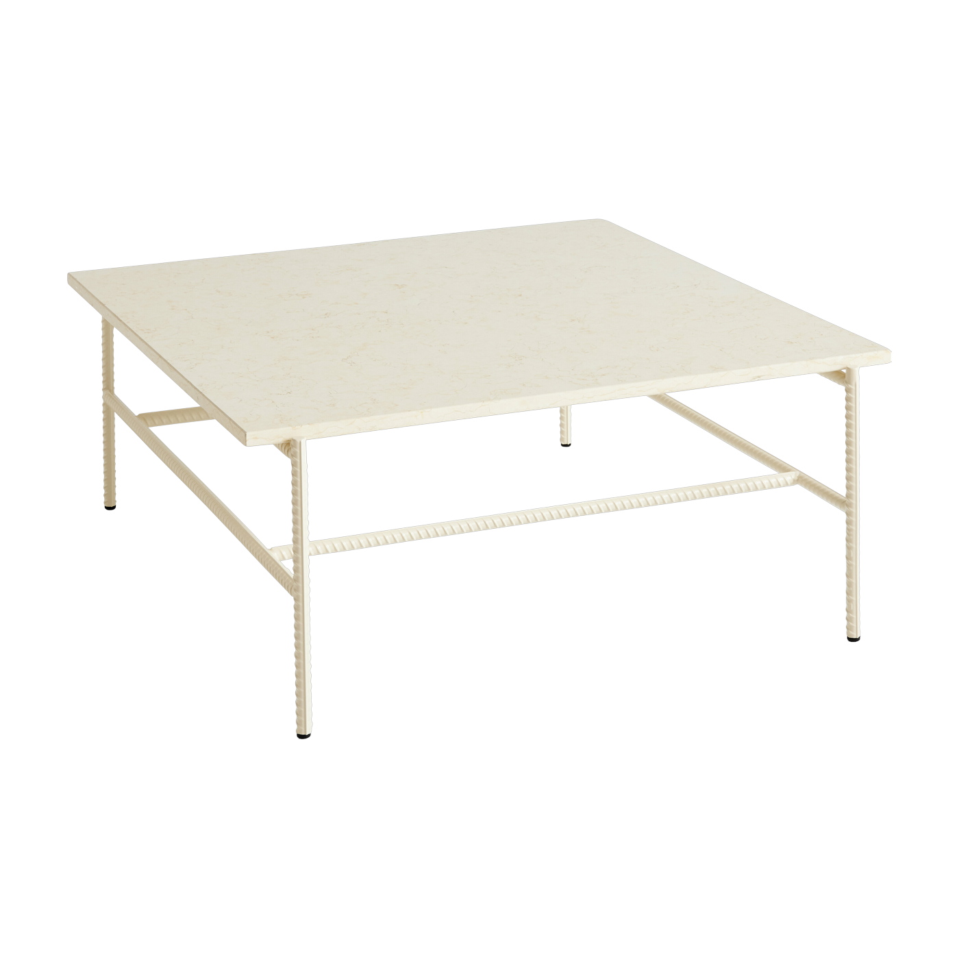 Tavolino da caffè in marbre e base in acciaio beige 80 x 84 x 33 cm Rebar - Hay