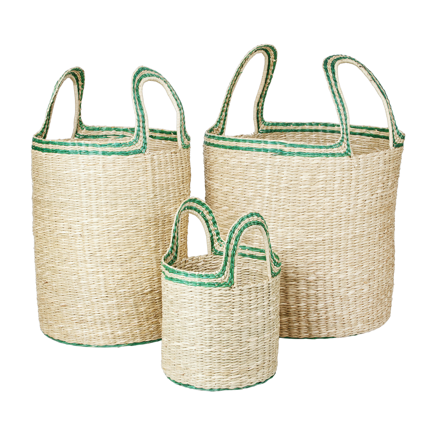 3 Paniers tissés en fibre naturelle verte Lykke - Broste Copenhagen