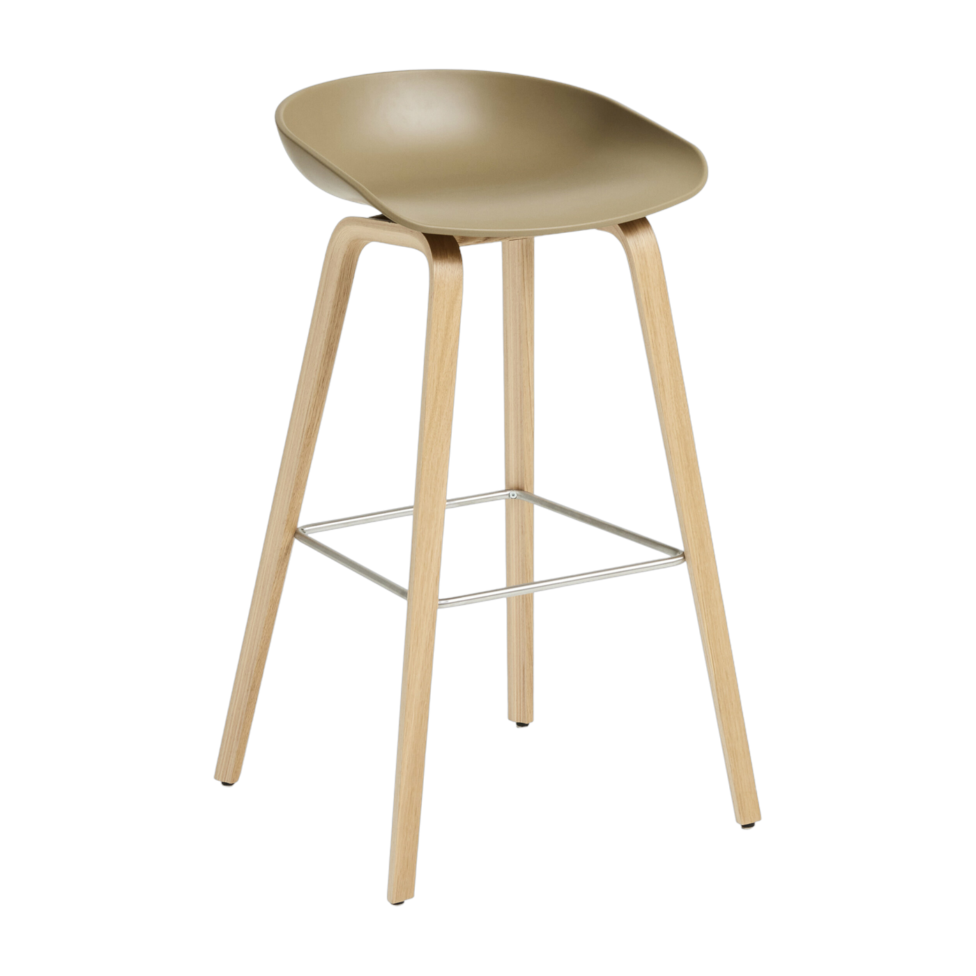 Bar stool in recycled plastic clay and oak legs 75 cm AAS 32 2. 0 - HAY