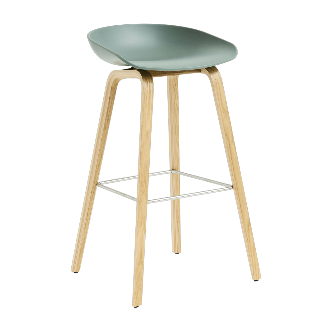 Taburete de bar de plástico reciclado verde otoño con patas de roble 75 cm AAS 32 2. 0 - HAY