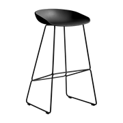 Bar stool in black recycled plastic and black steel legs 75 cm AAS 38 2. 0 - HAY