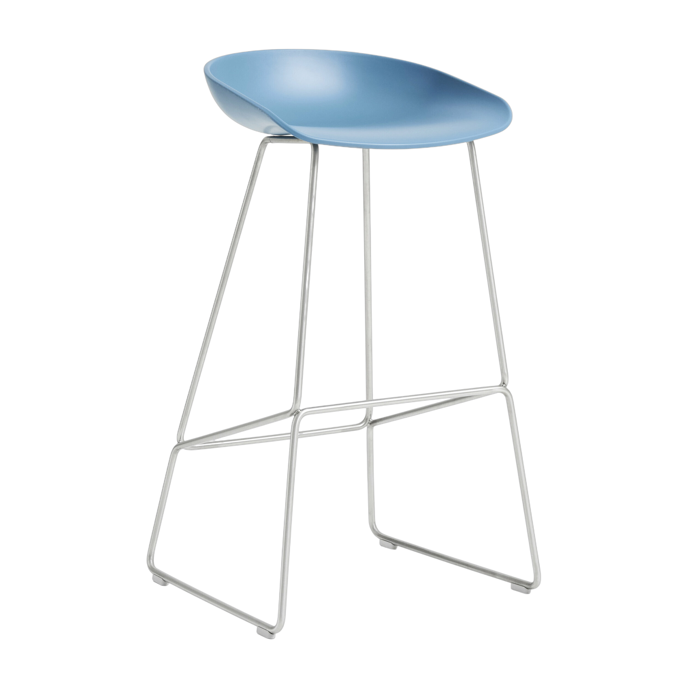 Sgabello da bar in plastica riciclata azzurro con gambe in acciaio, 75 cm AAS 38 2. 0 - HAY