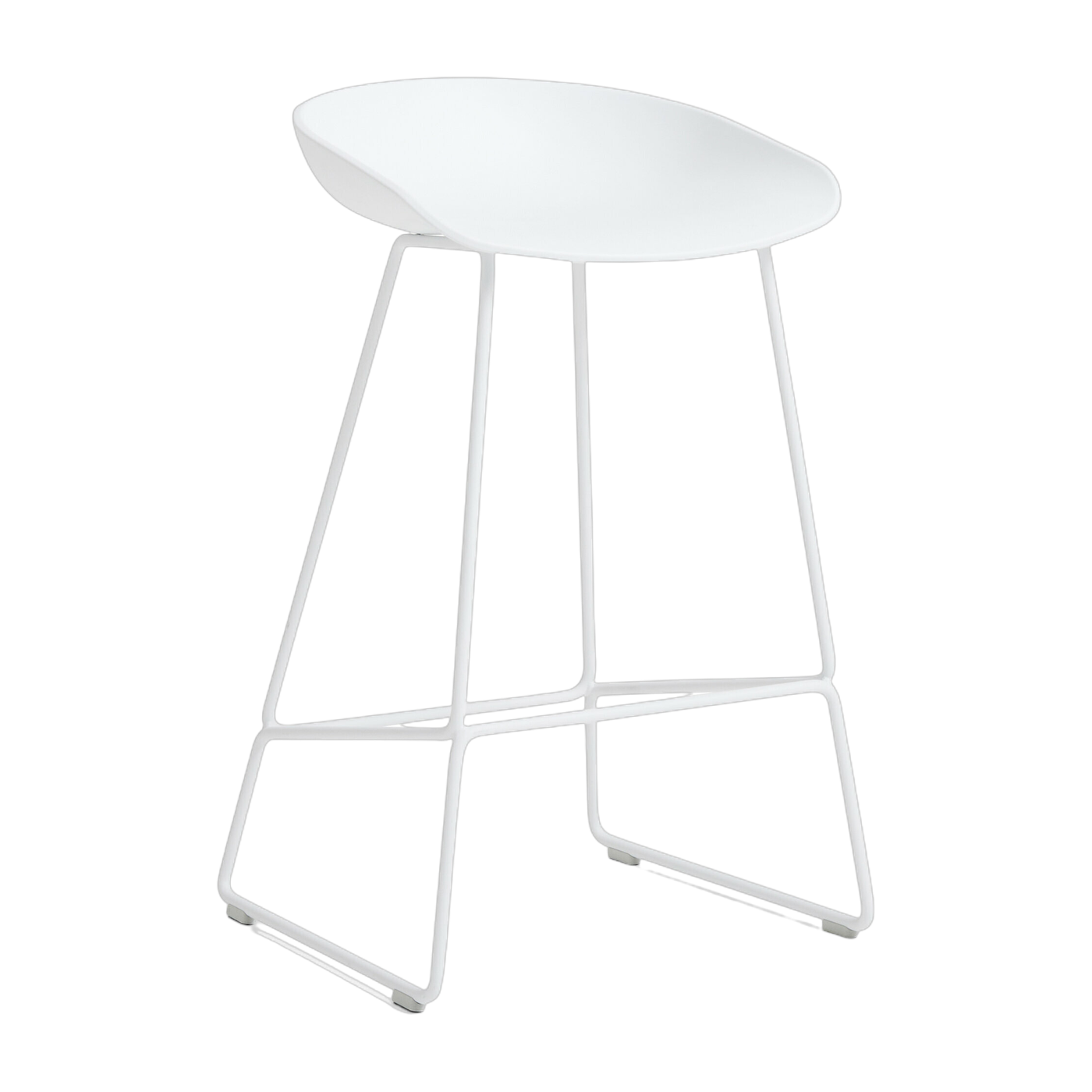 Tabouret de bar en plastique recyclé blanc et pieds en acier blanc 65 cm AAS 38 2.0 - HAY