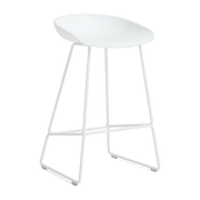 White recycled plastic bar stool with white steel legs 65 cm AAS 38 2. 0 - HAY
