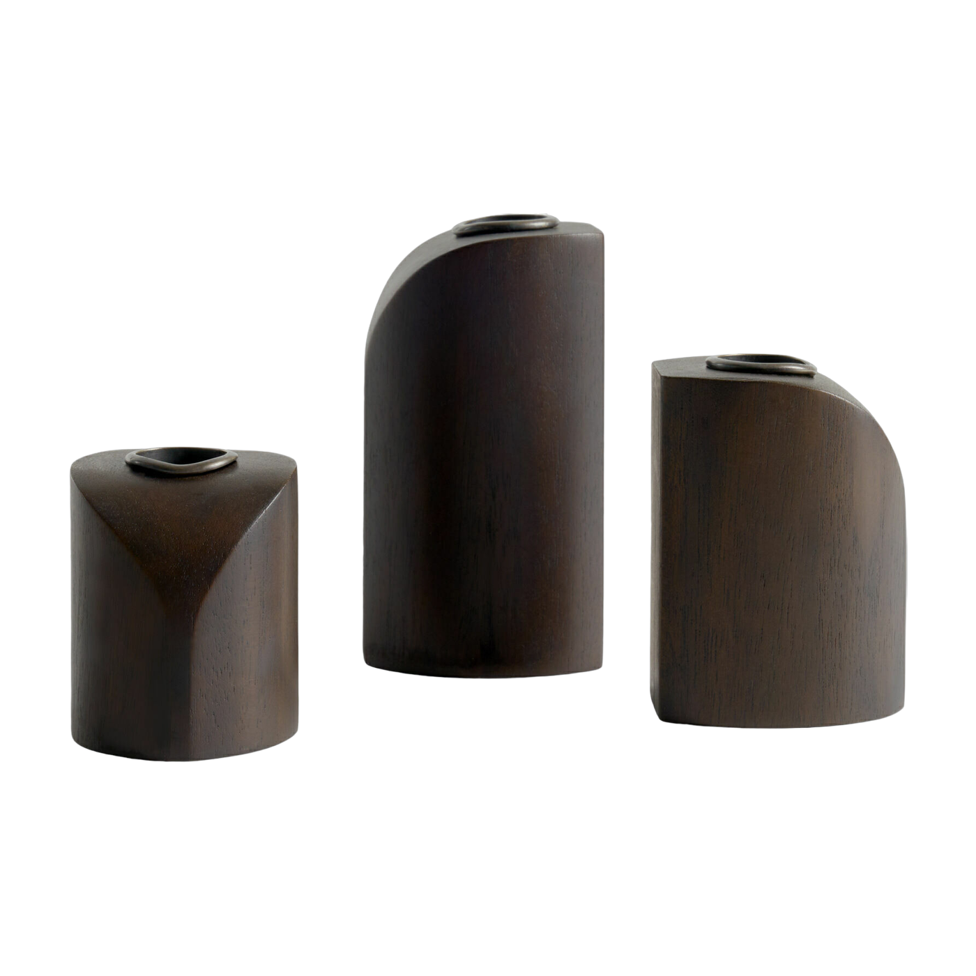3 Bougeoirs en acajou vernis Pi - Ethnicraft Accessories