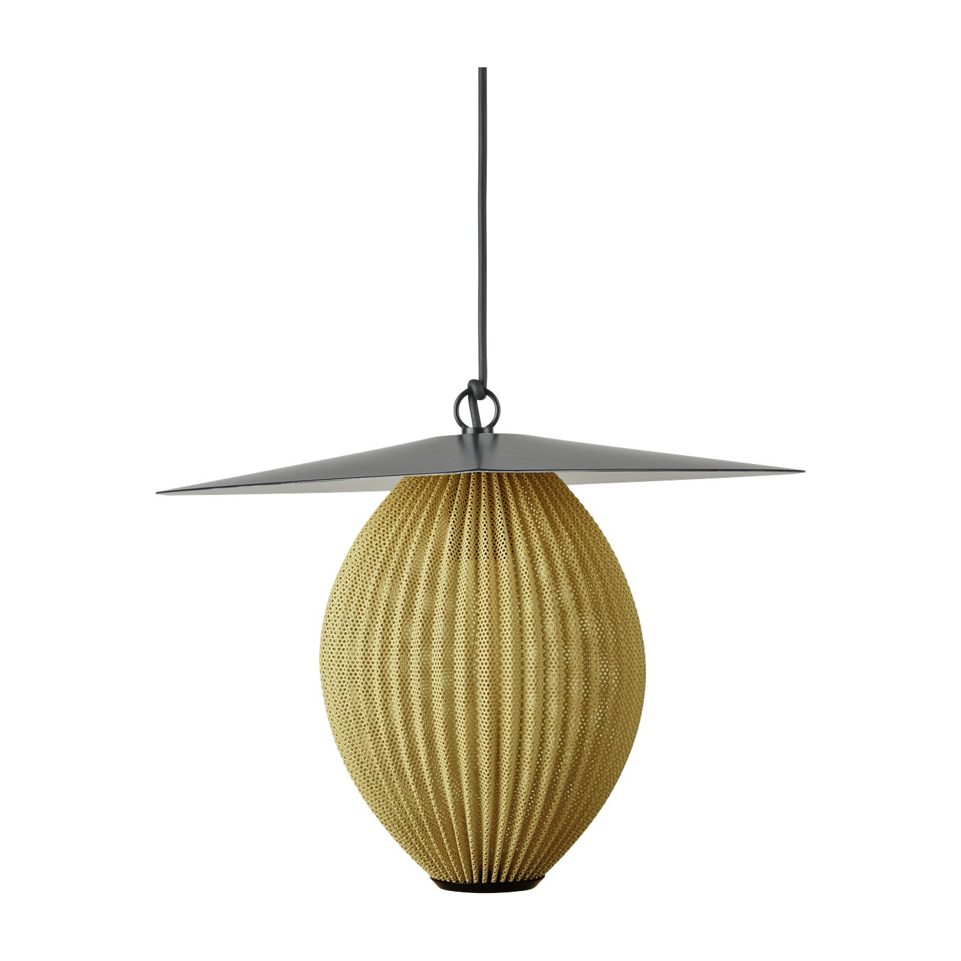 Garten-Hängeleuchte senfgold und base aus schwarzem Metall 22 cm Satellite -. Gubi