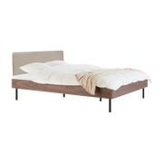 Letto Streiko 160 x 200 cm in legno di noce e testata beige sabbia - Noo. ma