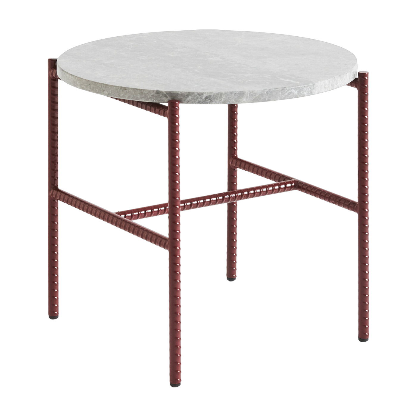 Tavolino ronde in marbre e base in acciaio rosso da 40 cm Rebar - Hay