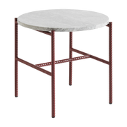 Side table ronde in marbre and red steel base 40 cm Rebar - Hay