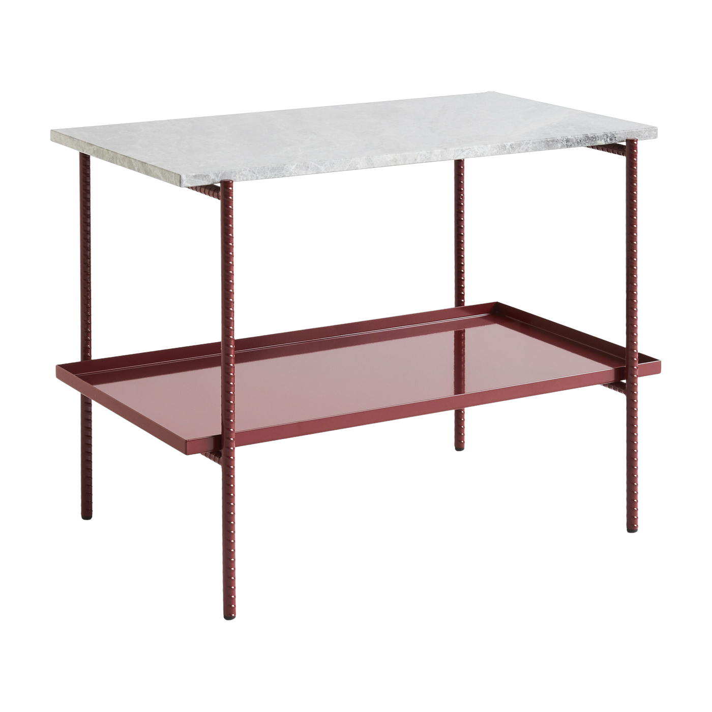 Tavolino in marbre e base in acciaio rosso da 55 cm Rebar - Hay